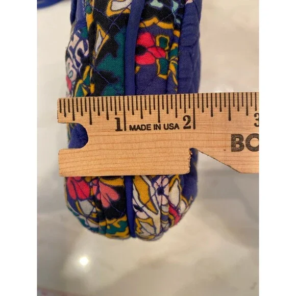 Vera Bradley Crossbody Bag Blue Floral Purse Outside Pocket 3 Credit Card Slots - Picture 9 of 12